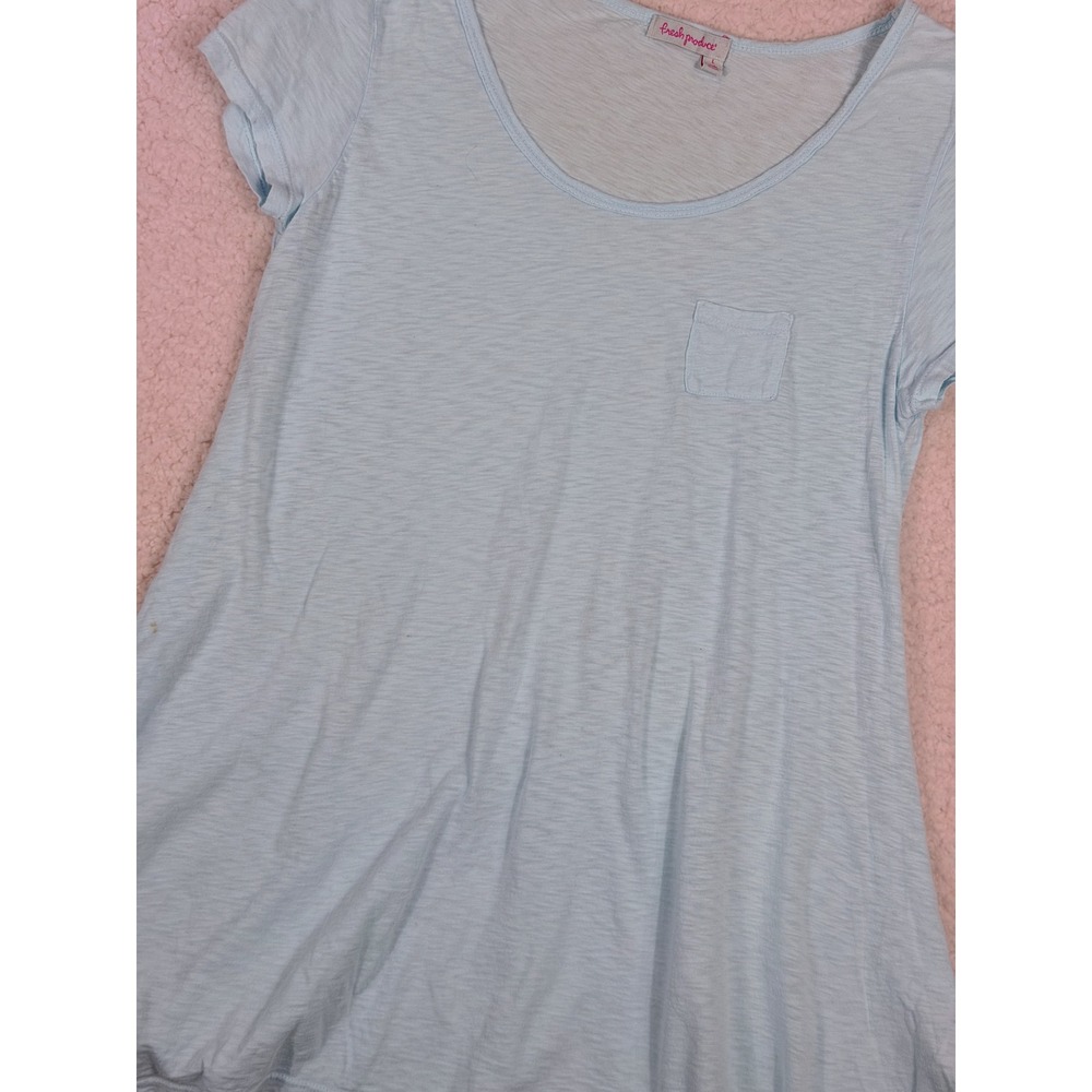 Fresh Produce Women's Light Blue Scoop Neck Pocket Tee